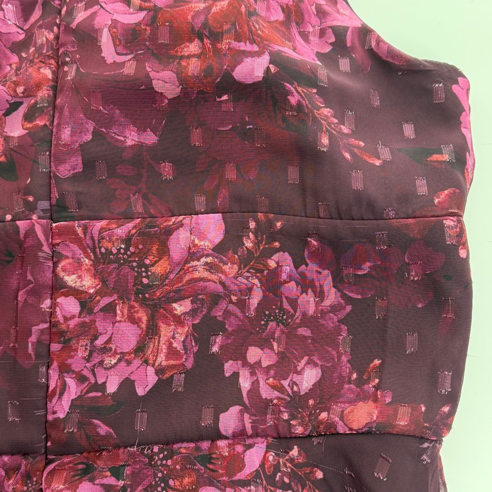 NWD R&M Richards Plum Rose Floral Halter Keyhole Chiffon Gown Maxi Dress Size 16 - Picture 13 of 16
